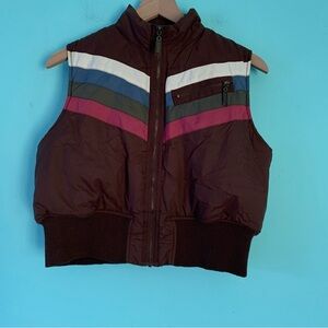 Maurices Colorblock Vintage Throwback Retro Down Feather Bomber Vest L Rare